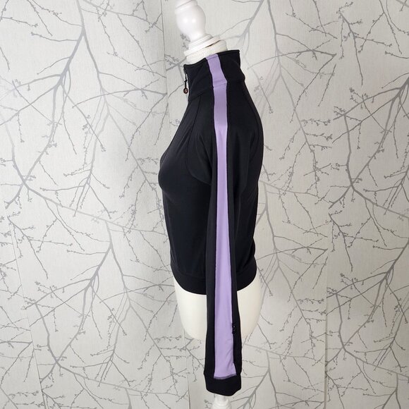 Lululemon Black Luon Lavender Side Stripe Full Zip Cropped Jacket - Picture 2 of 4